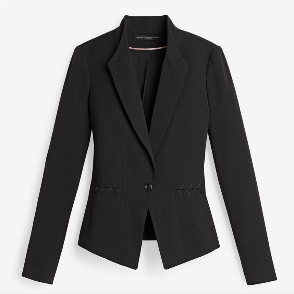 White House Black Market (WHBM) Vita lace-up detail suiting jacket in Black
